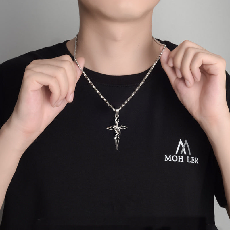 Circle Black Cross Necklace for Boys