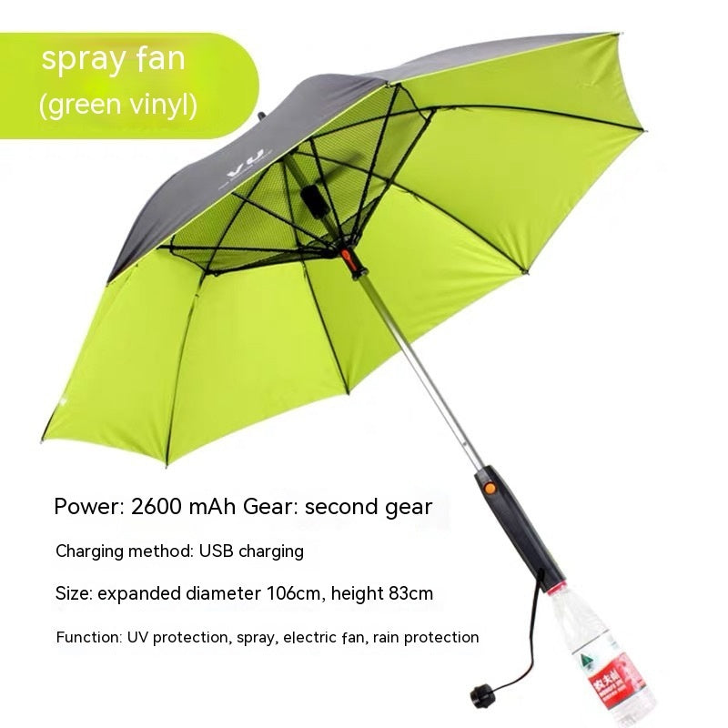 Cooling Spray Sun Umbrella With built in Fan And Water Sprinkler