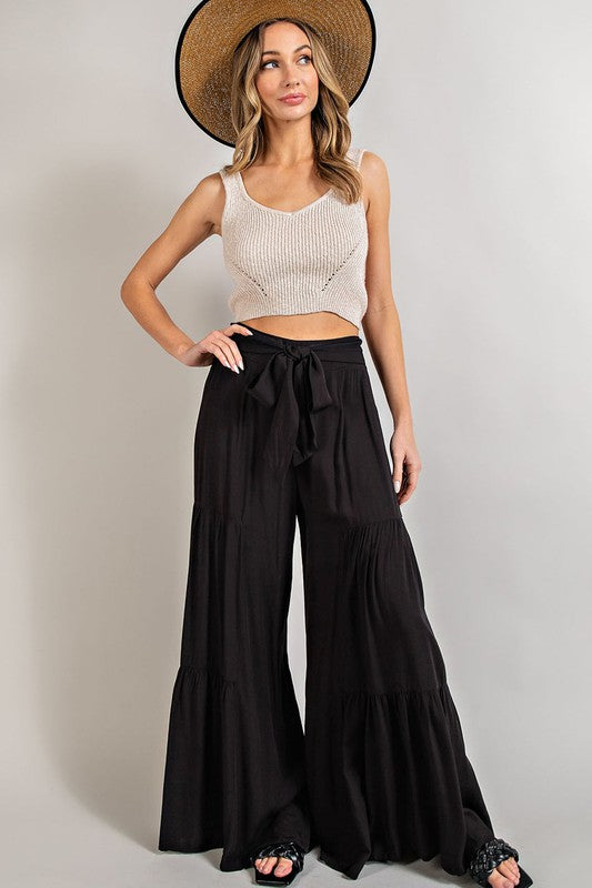 Casual Tiered Wide Leg Pants