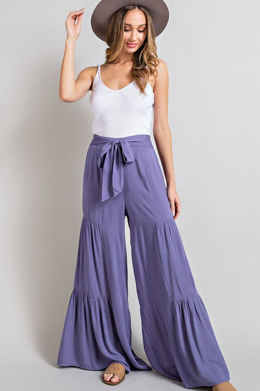 Casual Tiered Wide Leg Pants