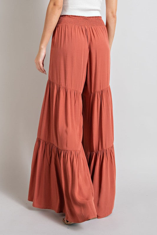 Casual Tiered Wide Leg Pants