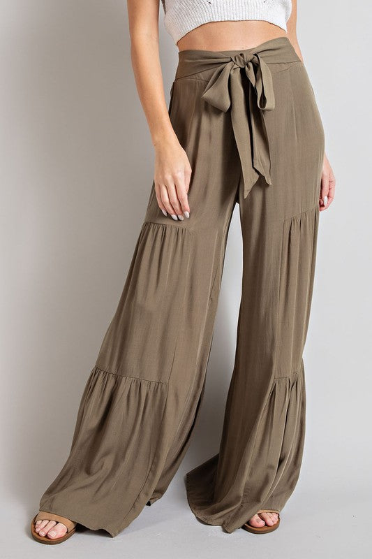 Casual Tiered Wide Leg Pants