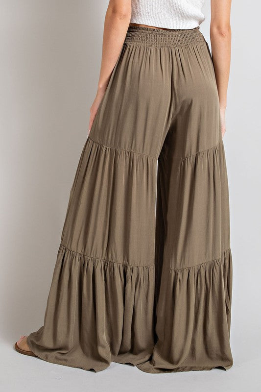 Casual Tiered Wide Leg Pants