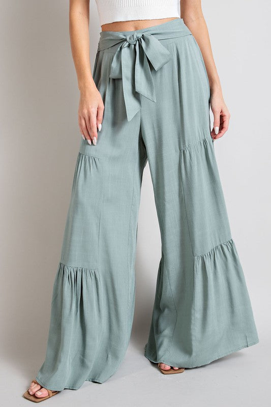 Casual Tiered Wide Leg Pants