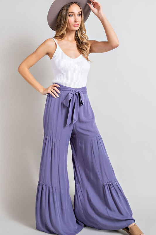 Casual Tiered Wide Leg Pants