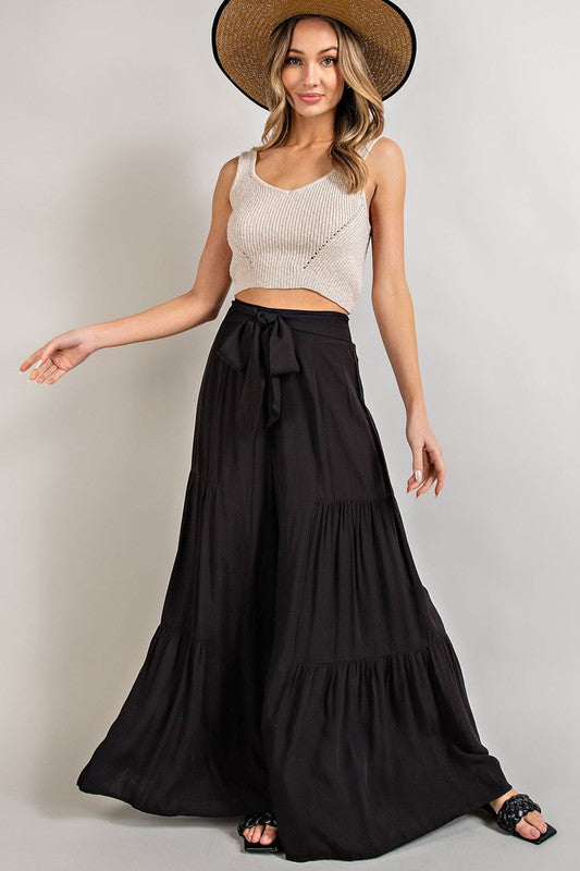 Casual Tiered Wide Leg Pants