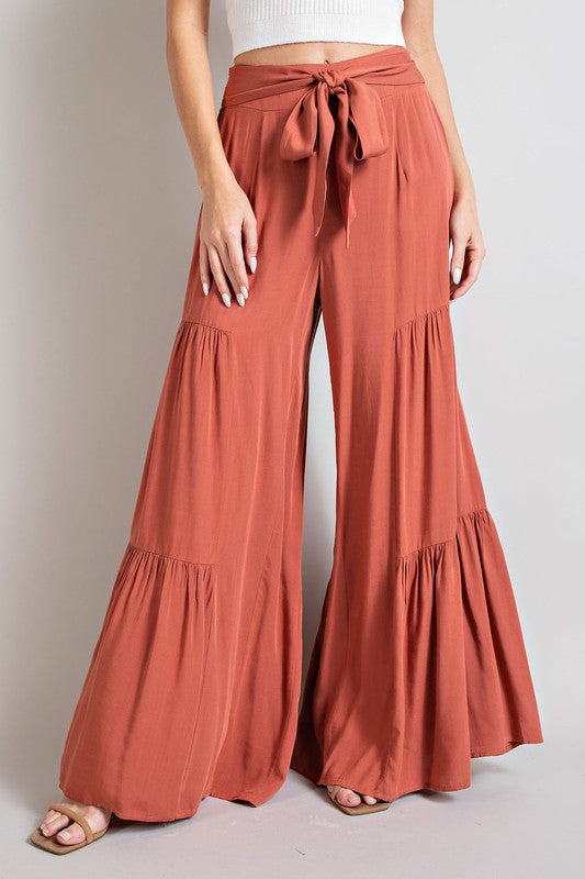 Casual Tiered Wide Leg Pants