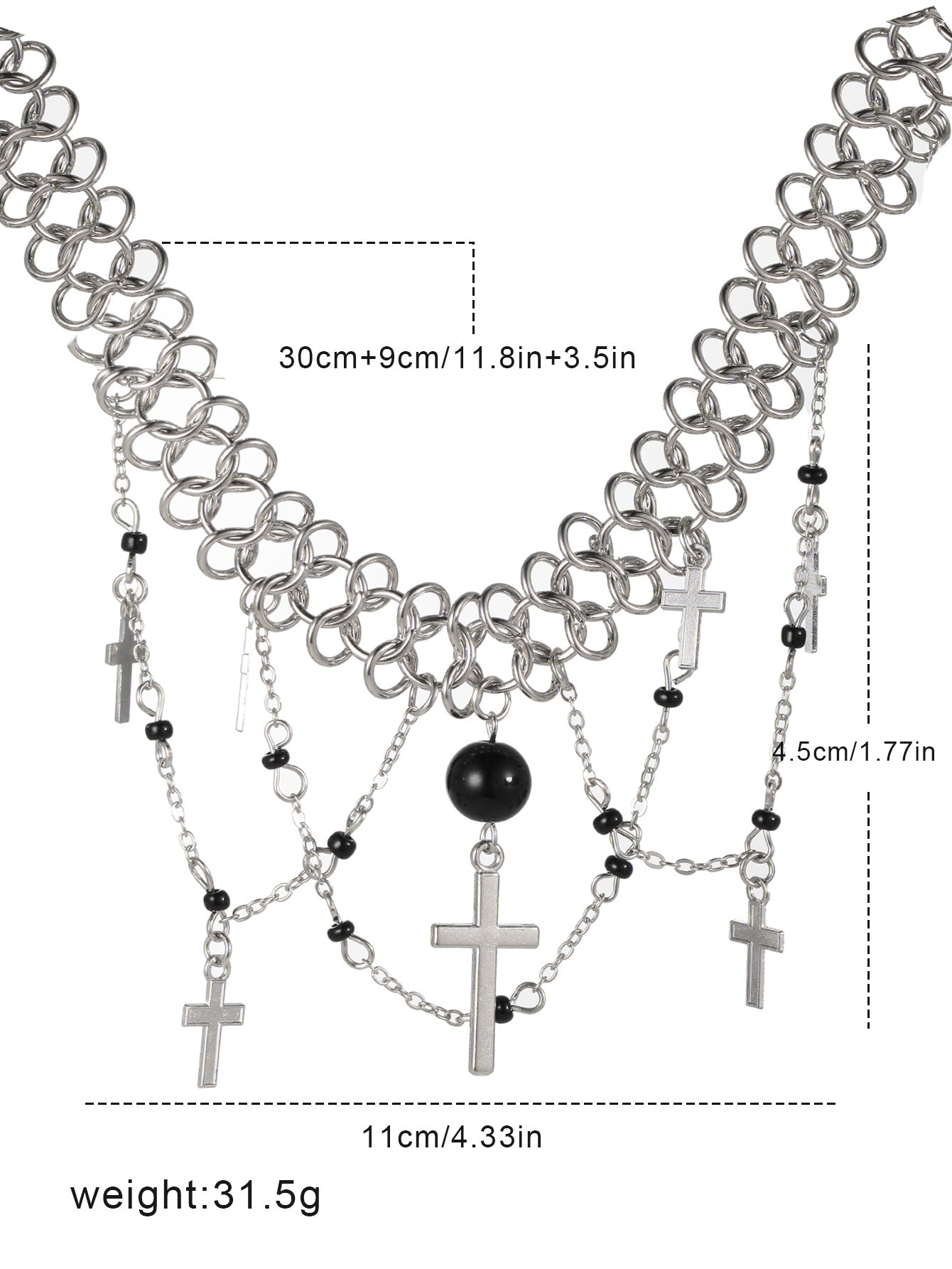 Punk Rock Metal Cross Chain