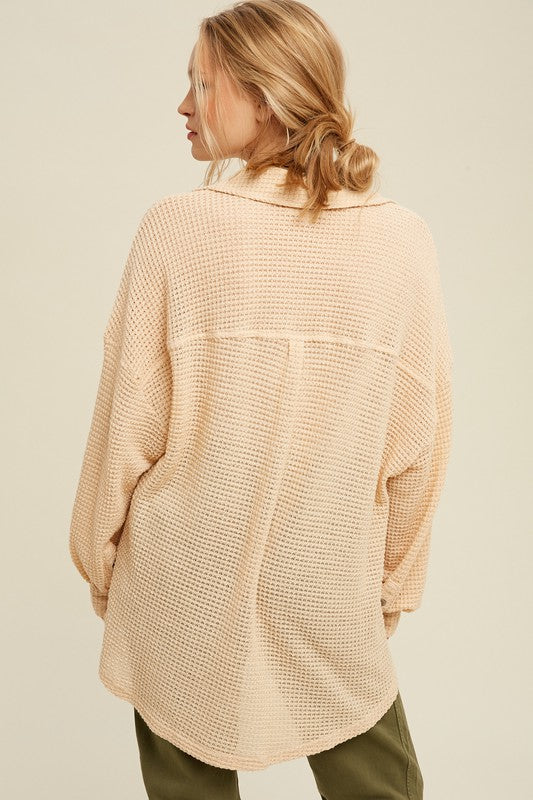 Soft Thermal Knit Shacket Style Top