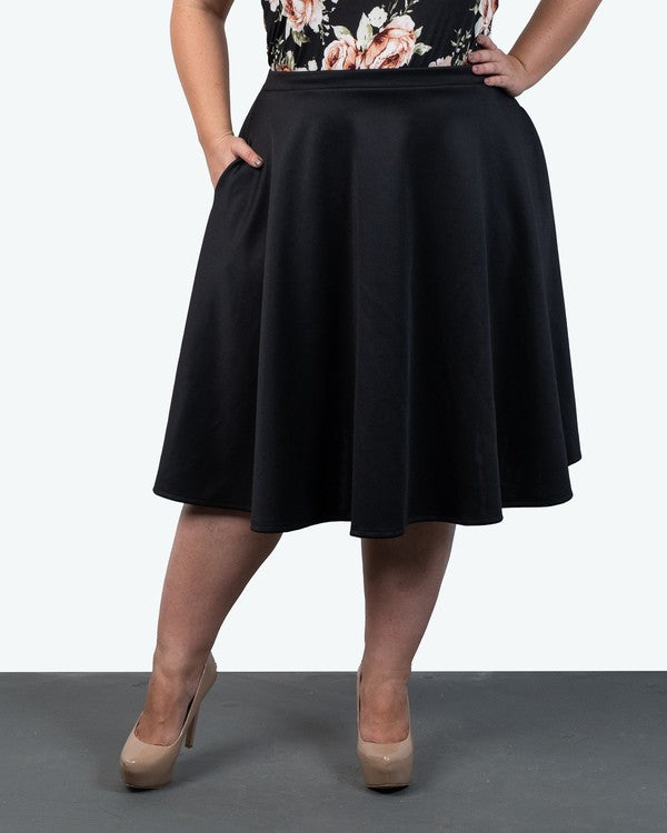 Plus Size Knee Length Fashion Skirt with Pockets