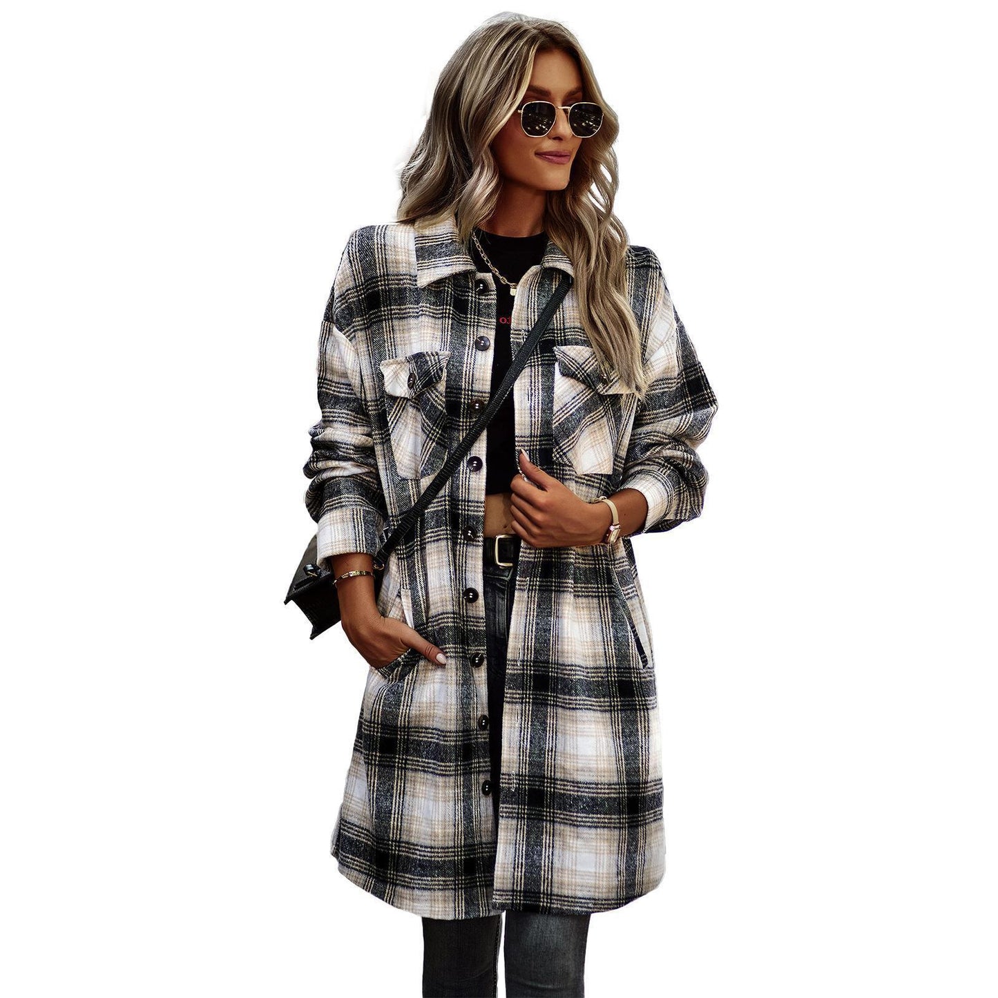 Long Plaid Cardigan