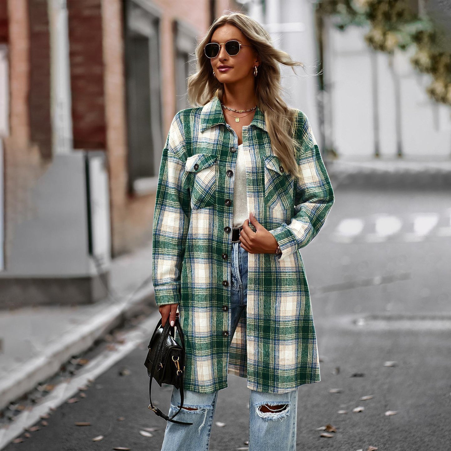 Long Plaid Cardigan