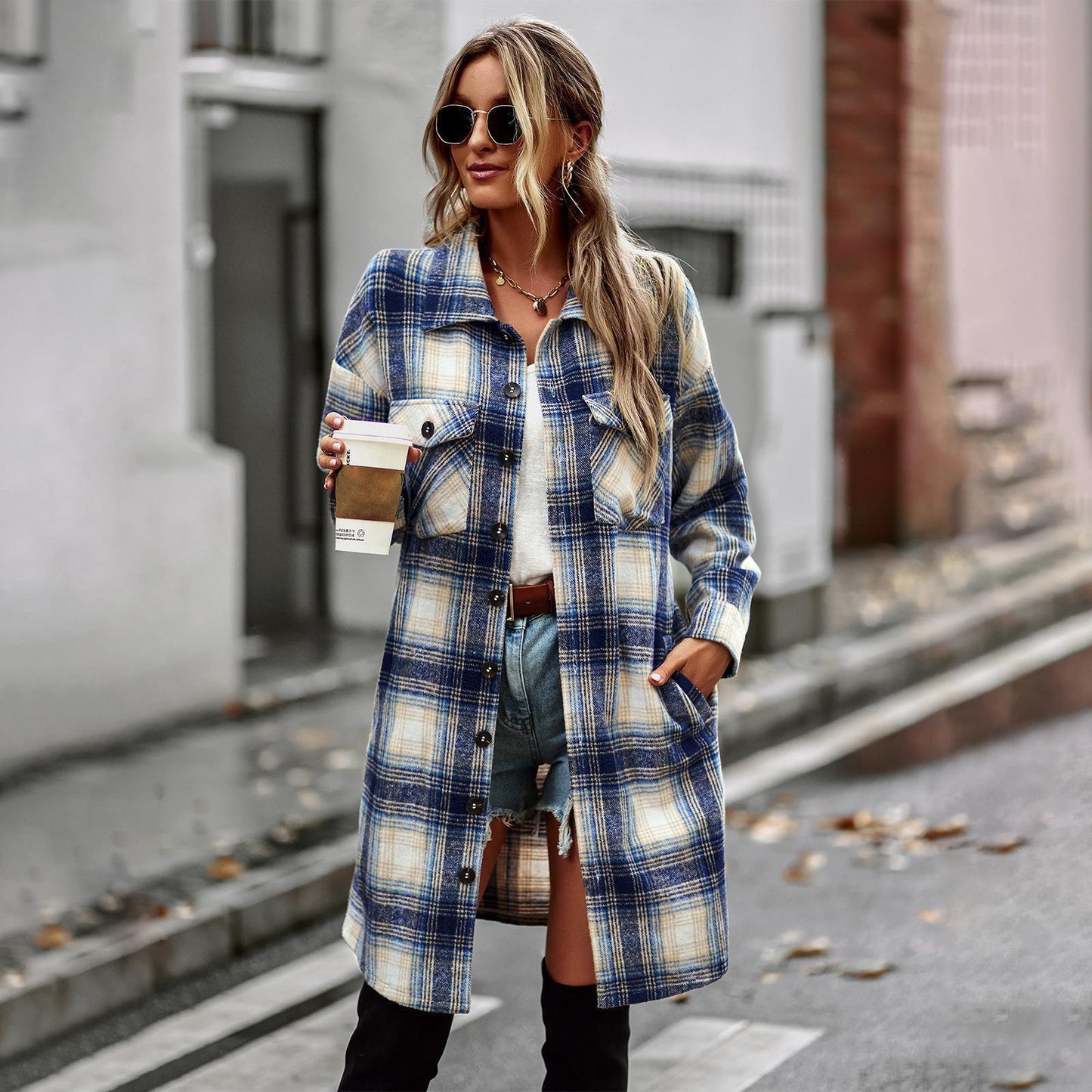 Long Plaid Cardigan