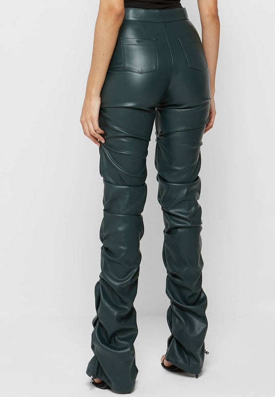 Black Fitted PU Leather Pants