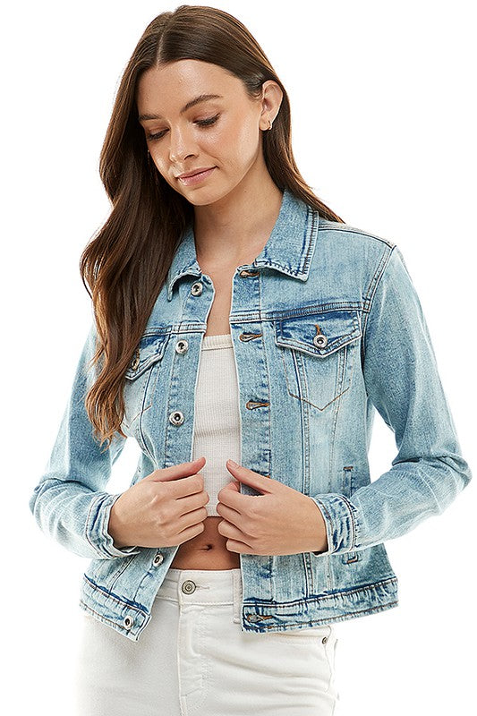 Denim Jacket | Spandex  Ladies  Casual Jean Jacket