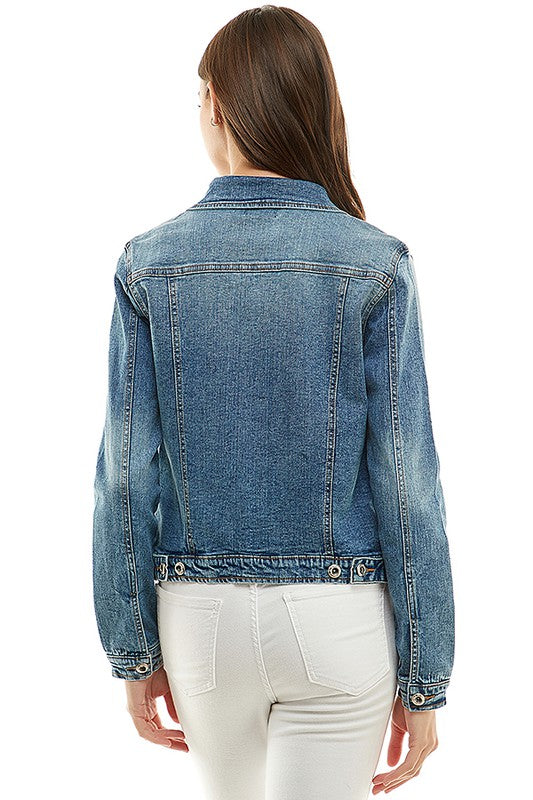 Denim Jacket | Spandex  Ladies  Casual Jean Jacket