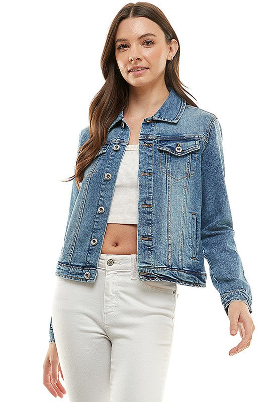 Denim Jacket | Spandex  Ladies  Casual Jean Jacket