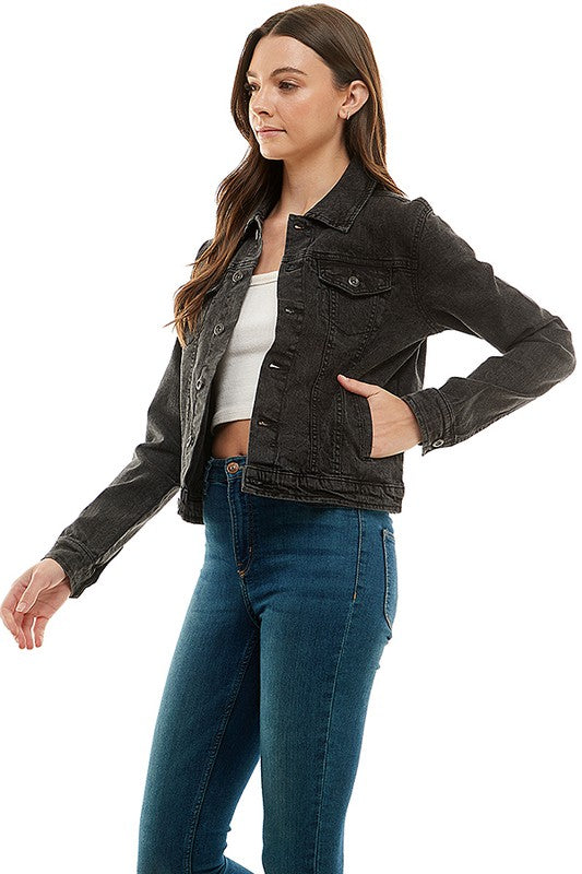 Denim Jacket | Spandex  Ladies  Casual Jean Jacket