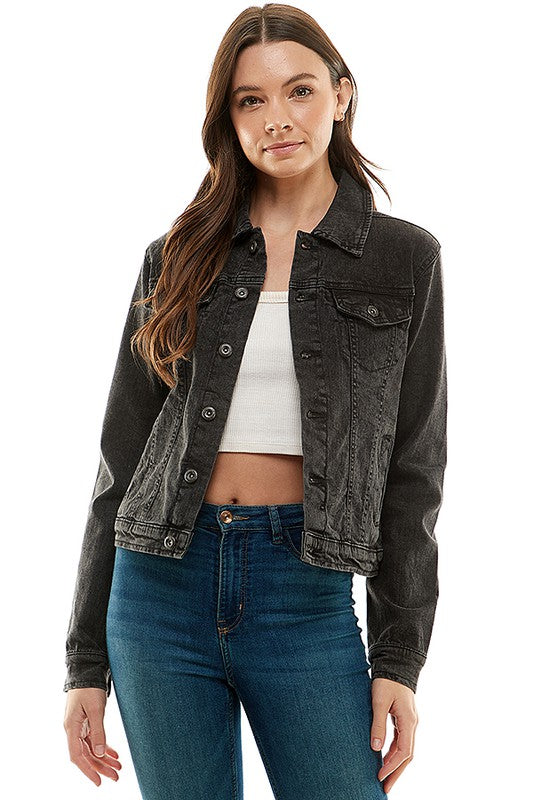 Denim Jacket | Spandex  Ladies  Casual Jean Jacket