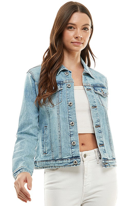 Denim Jacket | Spandex  Ladies  Casual Jean Jacket