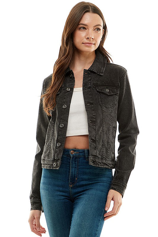 Denim Jacket | Spandex  Ladies  Casual Jean Jacket