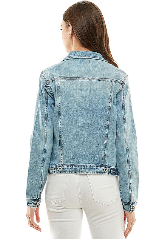 Denim Jacket | Spandex  Ladies  Casual Jean Jacket