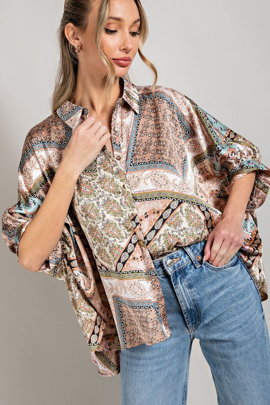 Classic Printed Half Sleeve Blouse Top