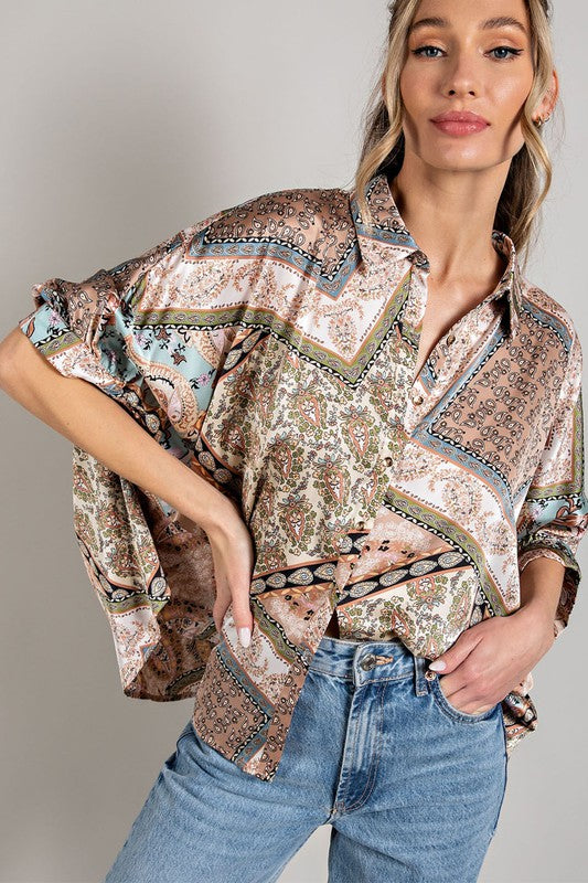 Classic Printed Half Sleeve Blouse Top