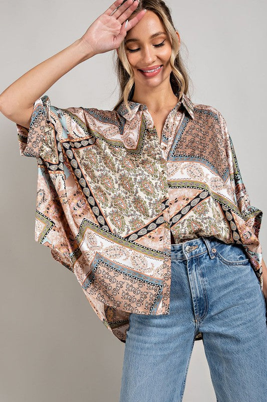 Classic Printed Half Sleeve Blouse Top