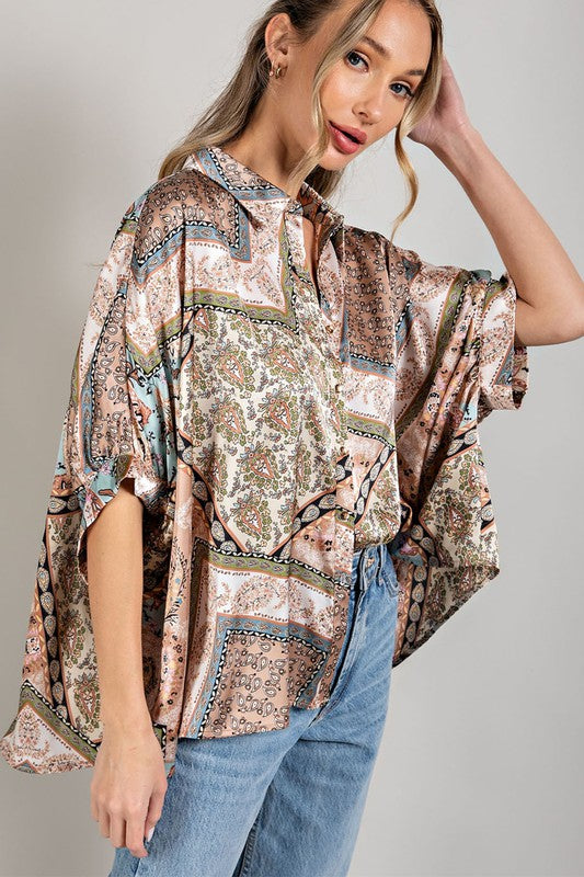 Classic Printed Half Sleeve Blouse Top