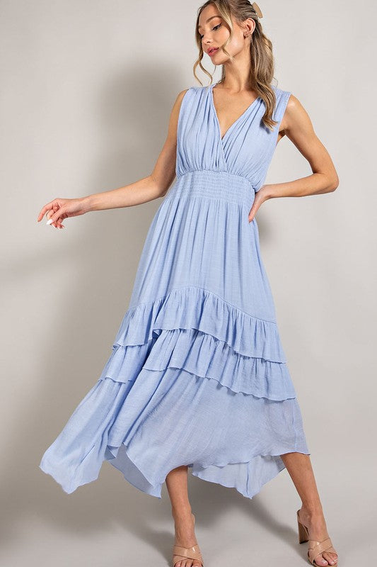 V-Neck Ruffle Maxi Dress