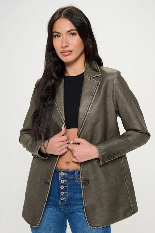 Coalition LA Style Vegan Leather Blazer