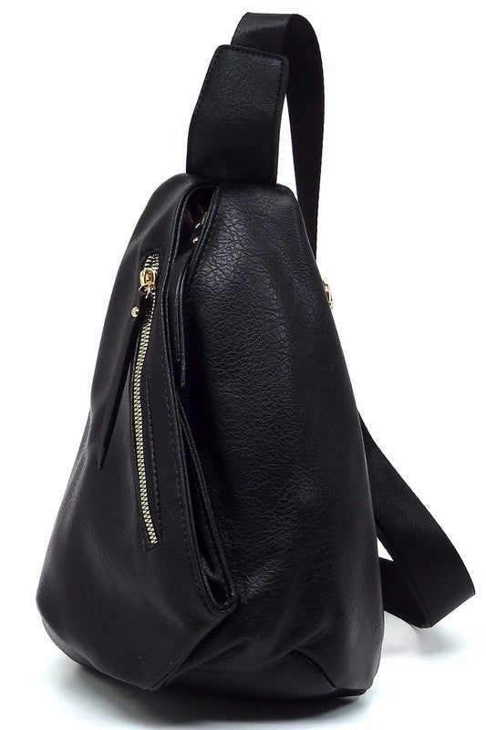 Fashion Sling Bag | Black Leather Shoulder Bag