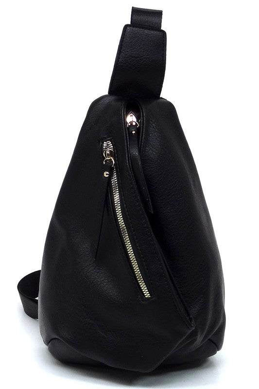 Fashion Sling Bag | Black Leather Shoulder Bag