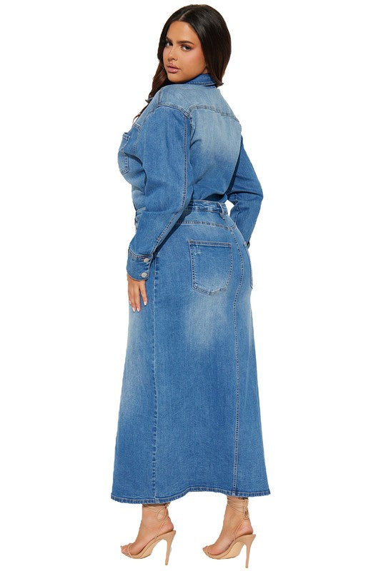 DENIM LONG MAXI DRESS | Blue Jean Dress