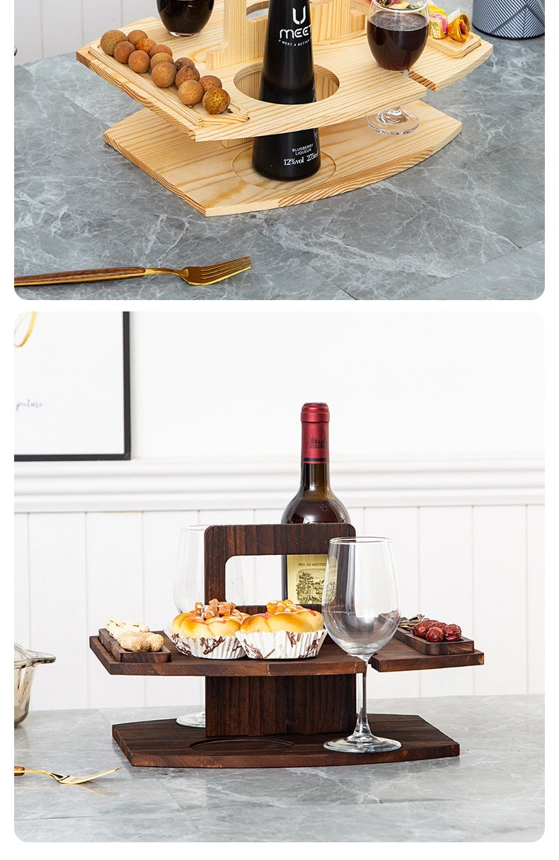 Wooden Wine Rack Portable Wine Rack Removable Wine Glass Holder