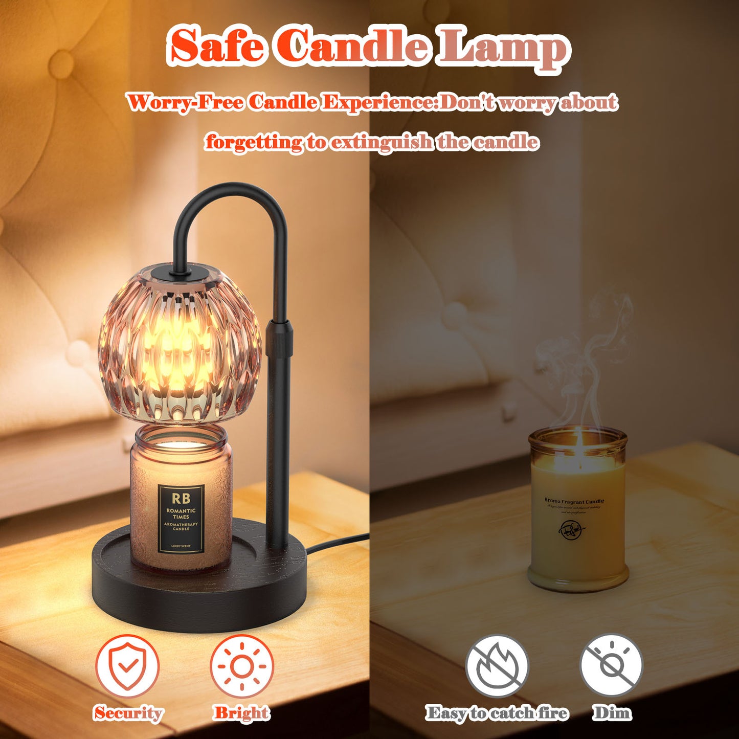 RAINBEAN Candle Warmer Lamp With Dimmer Timer and  Adjustable Height.