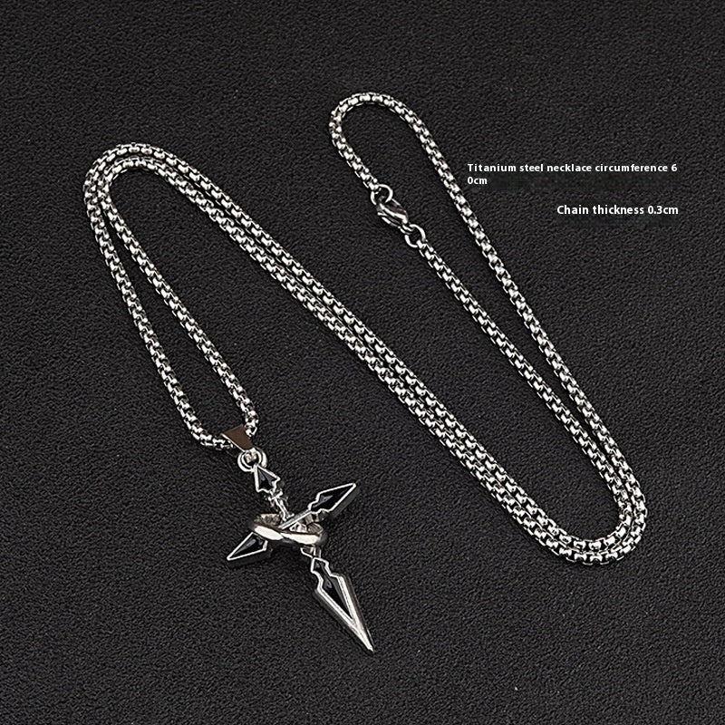 Circle Black Cross Necklace for Boys