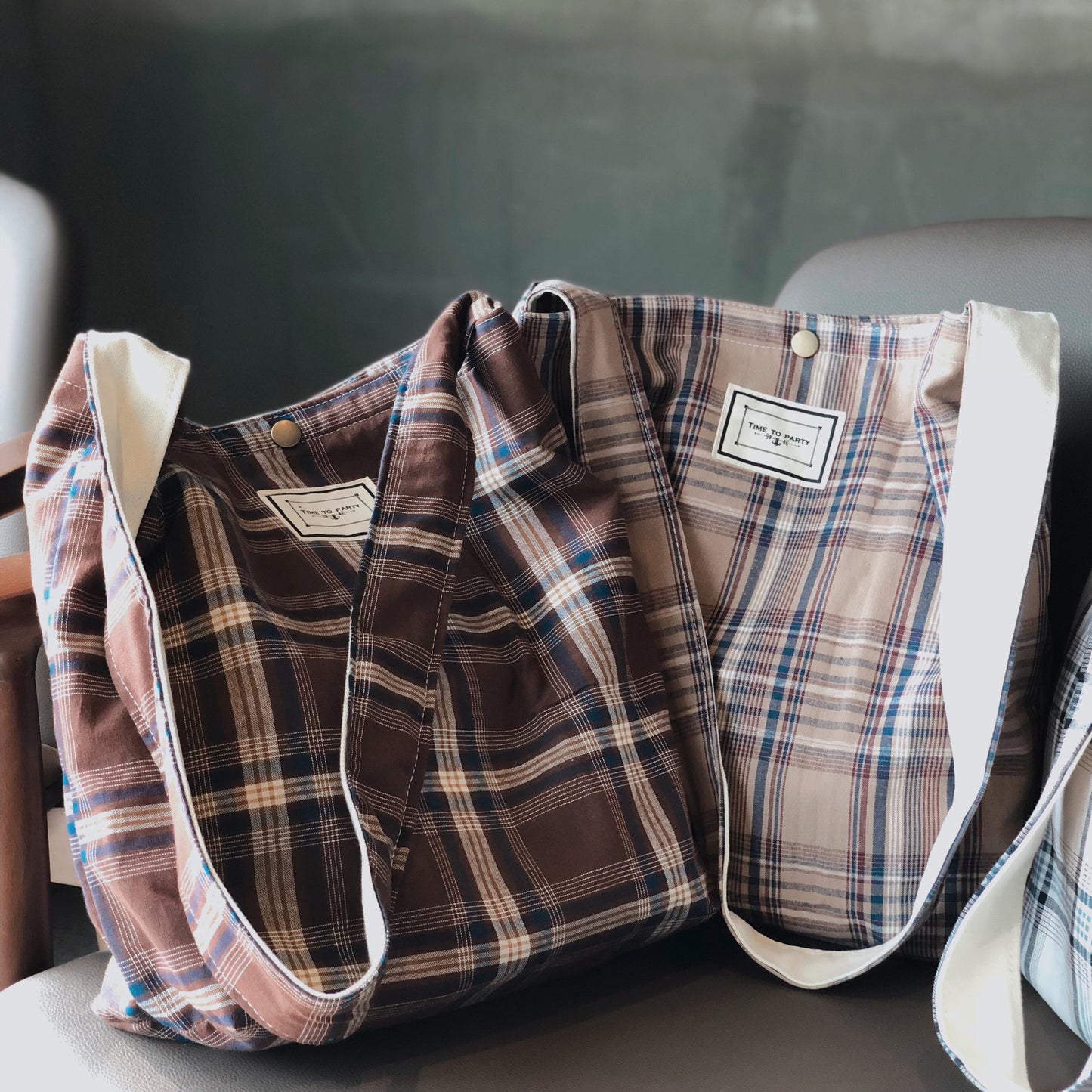 Brown Plaid Tote Bag | Plaid Shoulder Bag | Shoulder Prep Style Bag | Prep School Bag