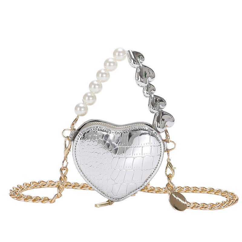 Mini Heart and Pearls Purse | Fashion Chain Heart Purse