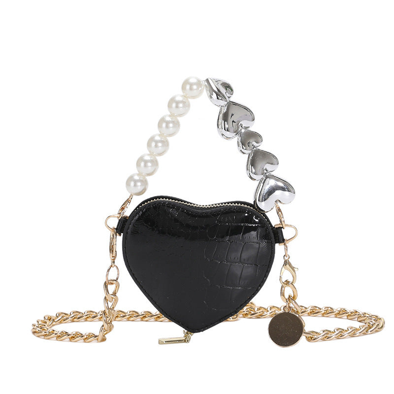 Mini Heart and Pearls Purse | Fashion Chain Heart Purse