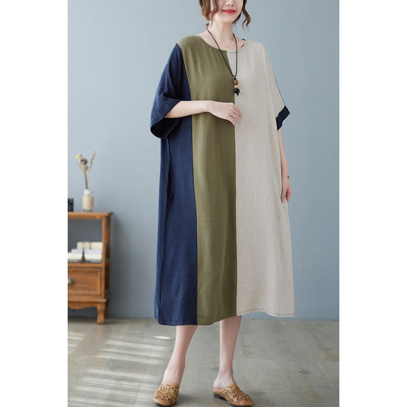 Cotton And Linen Loose Paneled Dress