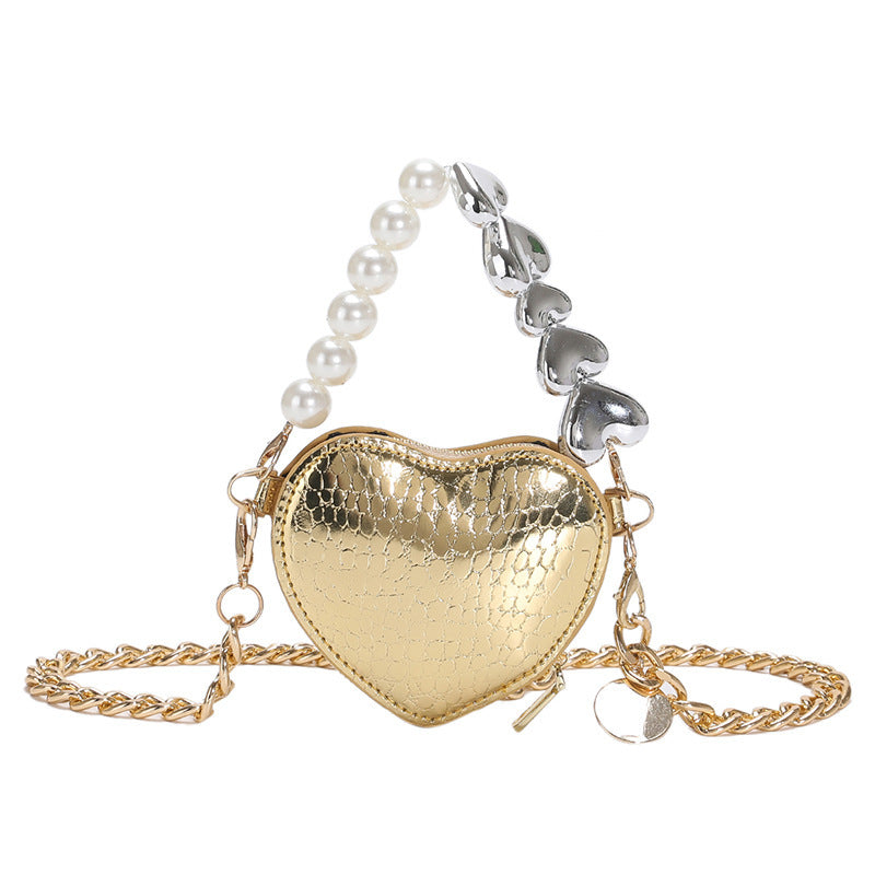 Mini Heart and Pearls Purse | Fashion Chain Heart Purse