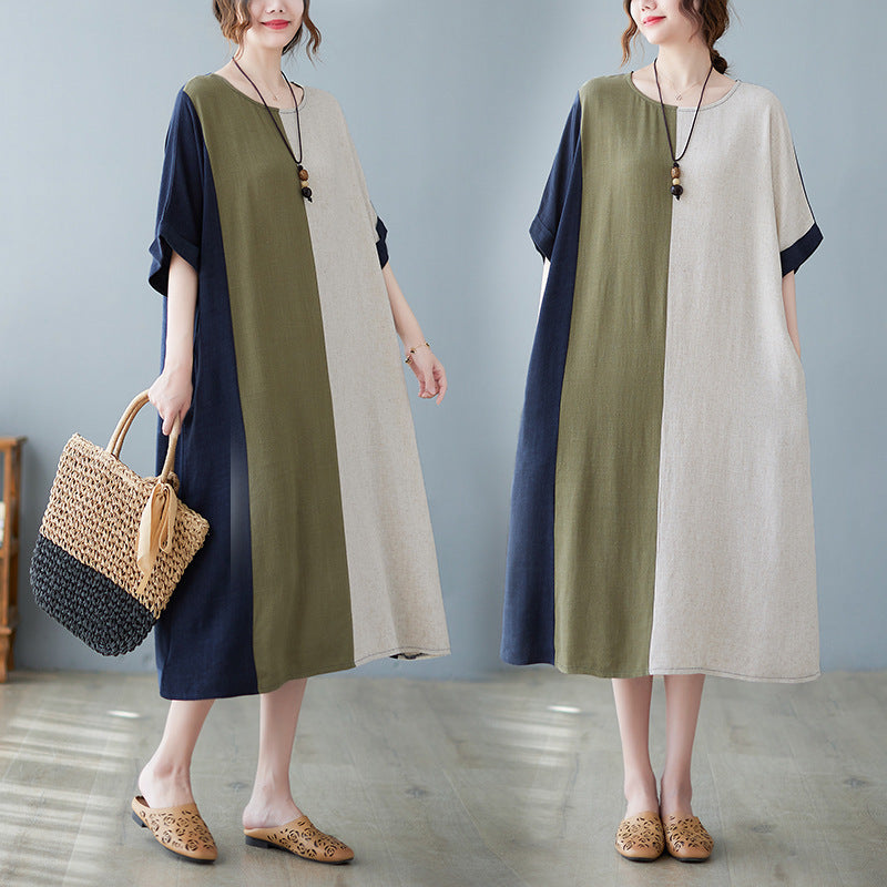 Cotton And Linen Loose Paneled Dress