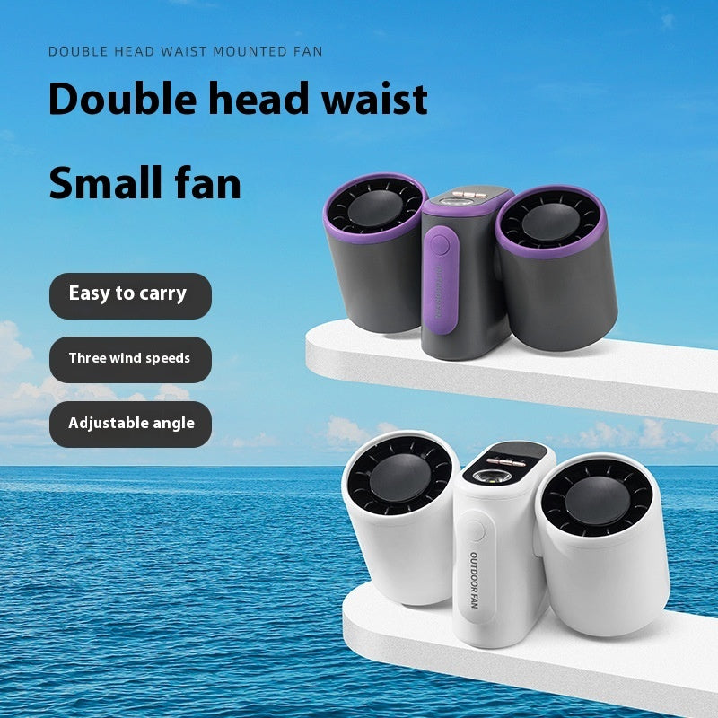 Double-headed Wrist Hanging Fan Usb Large Capacity Portable Power Emergency Light