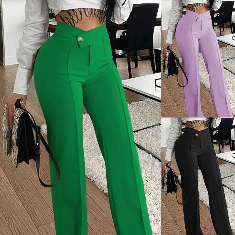 Fashion Solid Color Pants Wide Leg