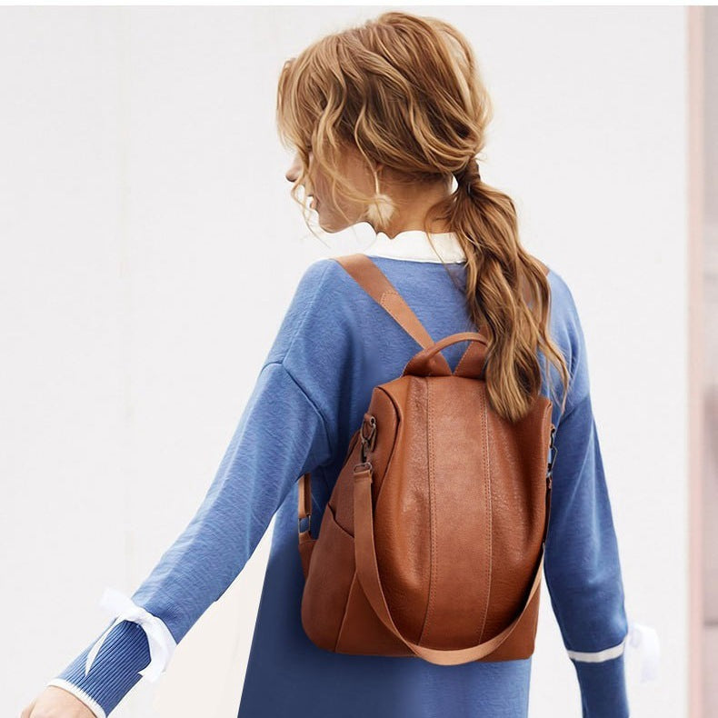 Women's Solid Color Tone Fashion Backpack