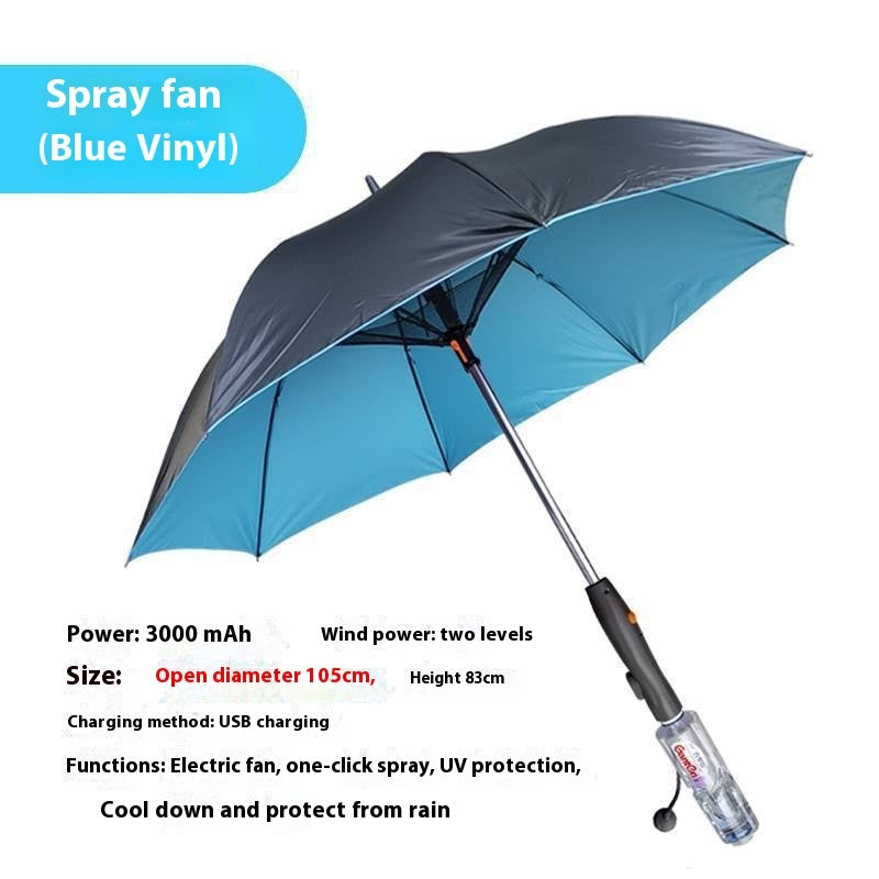 Cooling Spray Sun Umbrella With built in Fan And Water Sprinkler