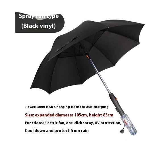 Cooling Spray Sun Umbrella With built in Fan And Water Sprinkler