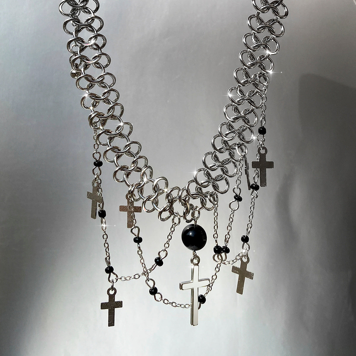 Punk Rock Metal Cross Chain